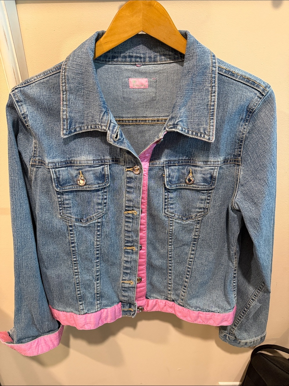 Molly B Blue Denim Jacket with Pink Trim